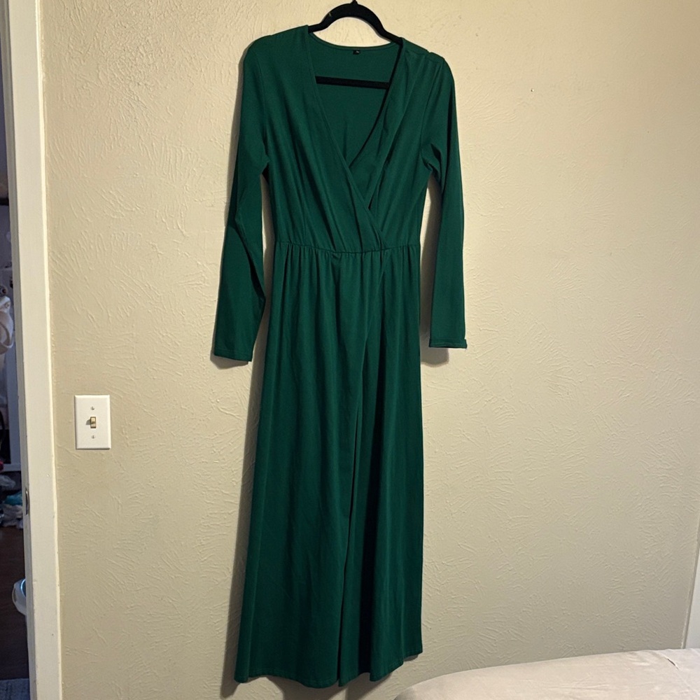 Elegant Green Long Sleeve Dress